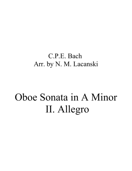 Sonata In A Minor For Oboe And String Quartet Ii Allegro Sheet Music