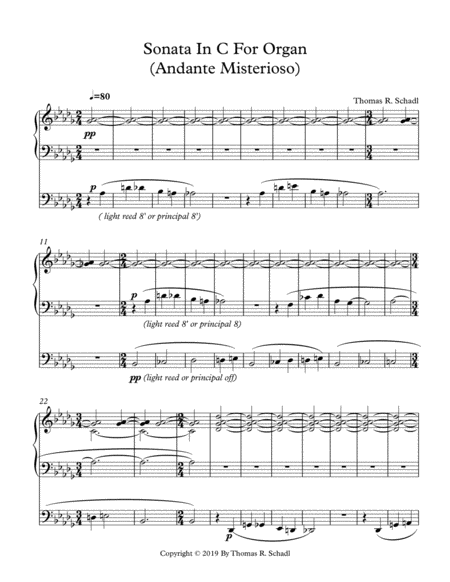 Sonata In C For Organ Andante Misterioso Sheet Music