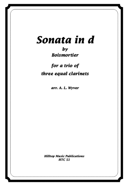 Sonata In D Arr Three Equal Clarinets Sheet Music