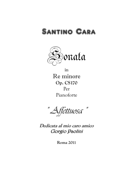 Sonata In D Minor For Piano Without Structure Sheet Music