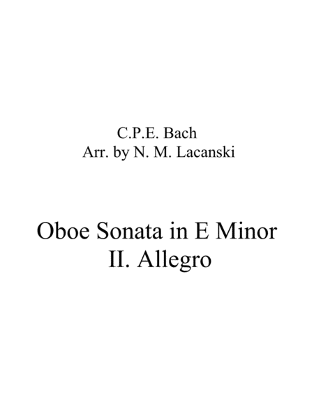 Sonata In E Minor For Oboe And String Quartet Ii Allegro Sheet Music