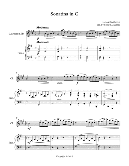 Sonata In G For Clarinet In Bb Sheet Music