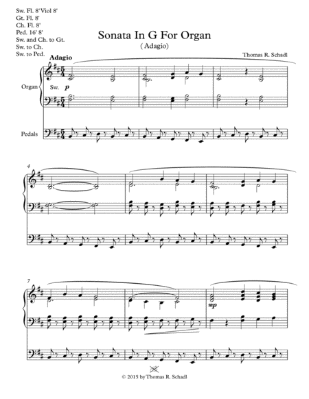 Free Sheet Music Sonata In G For Organ Adagio