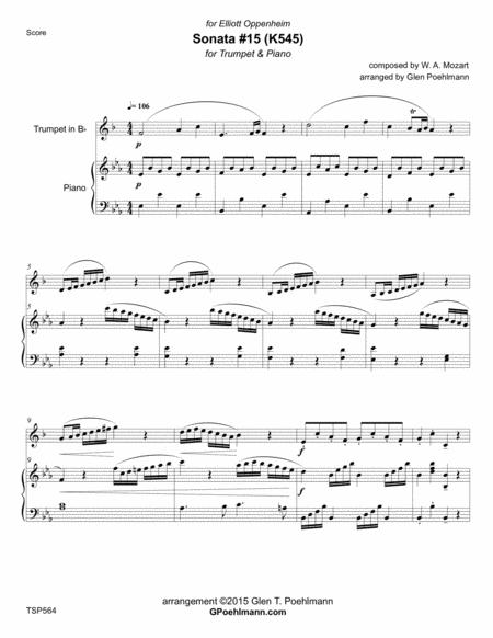 Sonata K545 Arranged For Trumpet Solo With Piano Accompaniment Sheet Music