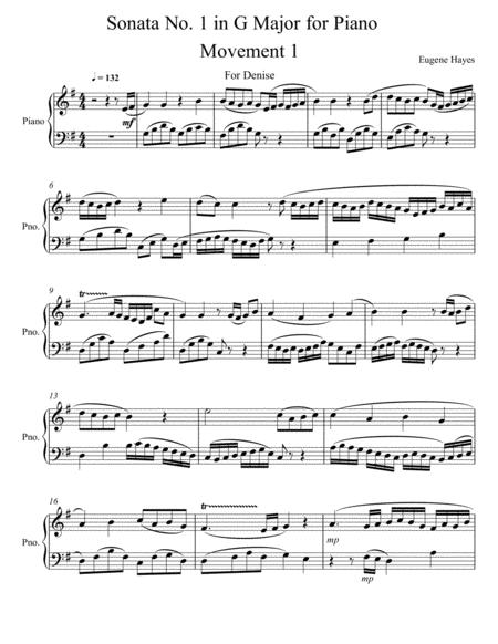 Free Sheet Music Sonata No 1 In G Major For Piano