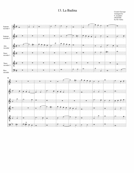 Sonata No 13 A6 28 Sonate A Quattro Sei Et Otto Con Alcuni Concerti 1608 La Badina Arrangement For 6 Recorders Sheet Music