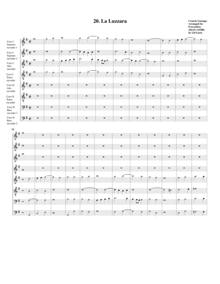 Free Sheet Music Sonata No 20 A8 28 Sonate A Quattro Sei Et Otto Con Alcuni Concerti 1608 La Luzzara Arrangement For 8 Recorders