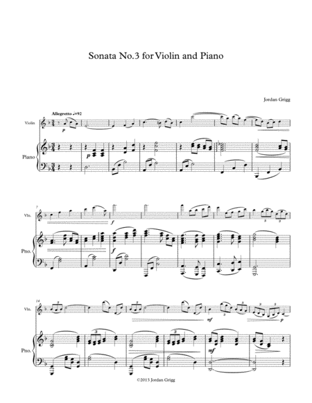 Free Sheet Music Sonata No 3 For Violin And Piano