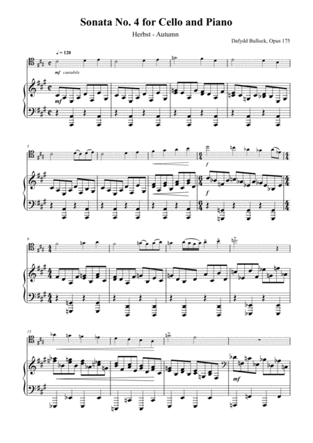 Sonata No 4 For Cello And Piano Opus 175 Sheet Music