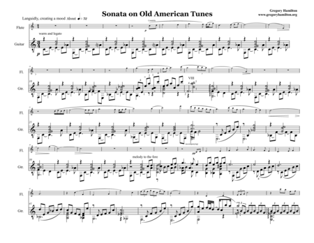 Sonata On Old American Tunes For Flute And Guitar Movement I Sheet Music