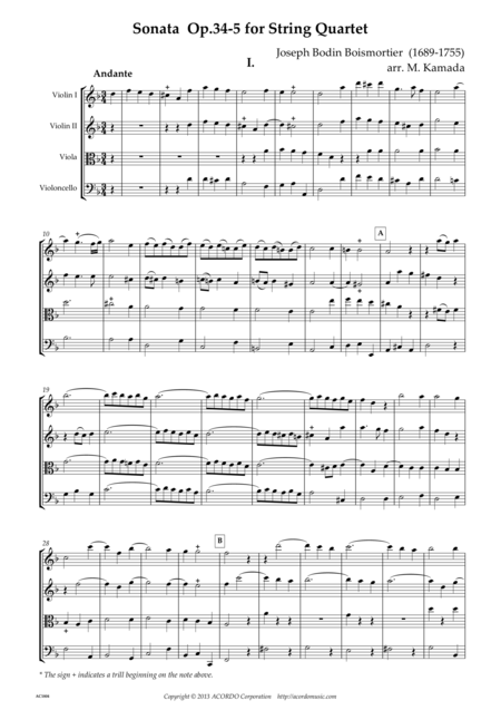 Free Sheet Music Sonata Op 34 5 For String Quartet