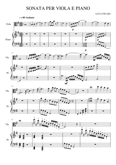 Sonata Per Viola E Piano Numero 1 Sheet Music