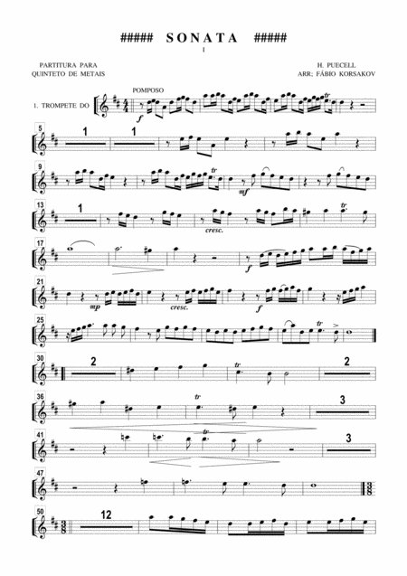 Free Sheet Music Sonata Purcell H Brass Quintet