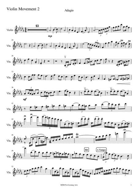 Free Sheet Music Sonate For Violin And Piano Movement 2 Violin Score