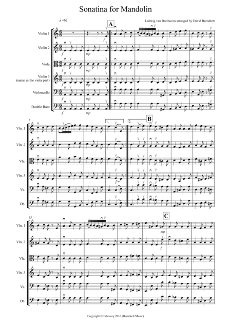 Free Sheet Music Sonatina By Beethoven For String Orchestra