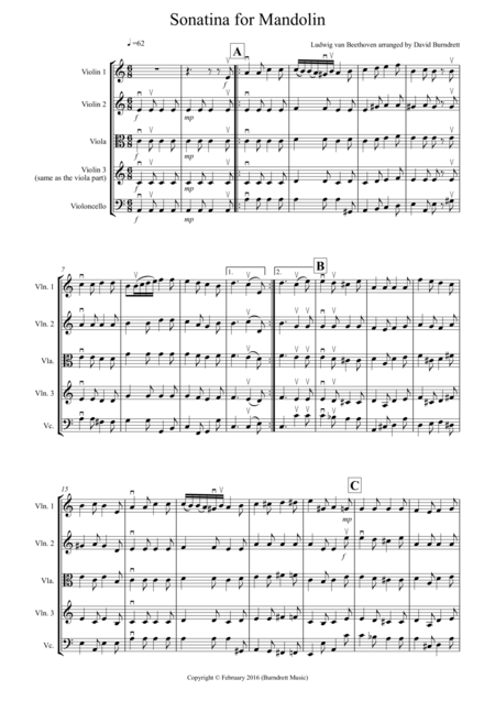 Free Sheet Music Sonatina By Beethoven For String Quartet