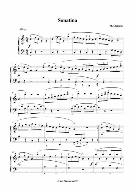 Sonatina Clementi Icanpiano Style Sheet Music