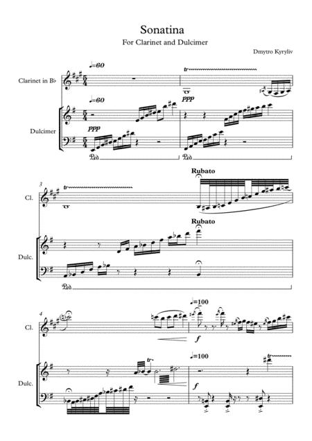 Sonatina For Clarinet And Cimbalom Dulcimer Sheet Music