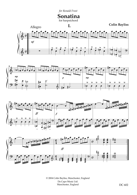 Sonatina For Harpsichord Sheet Music