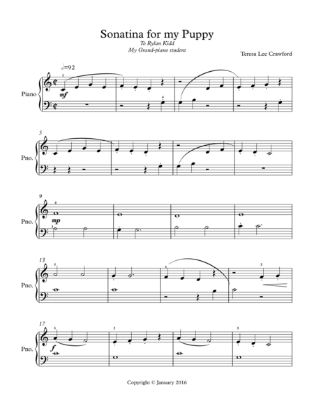 Sonatina For My Puppy Sheet Music