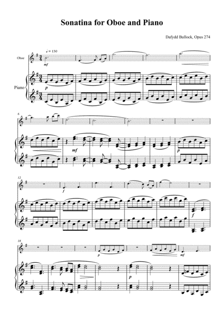 Sonatina For Oboe And Piano Sheet Music