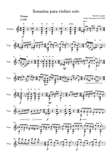 Sonatina For Solo Violin Sheet Music