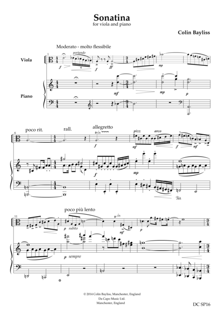 Sonatina For Viola And Piano Sheet Music