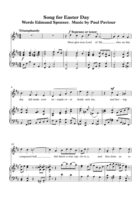 Free Sheet Music Song For Easter Day