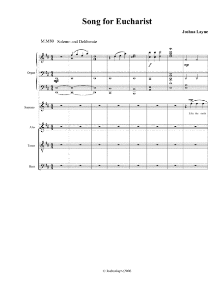 Free Sheet Music Song For Eucharist