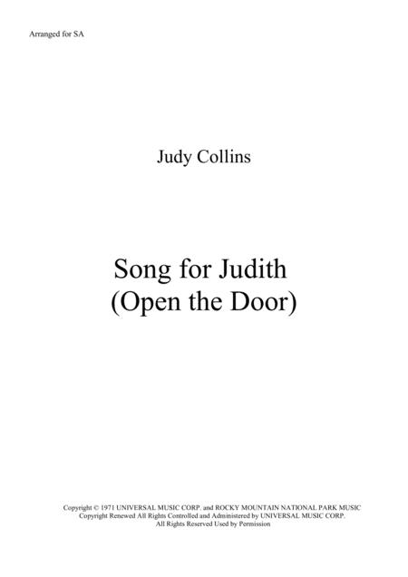 Free Sheet Music Song For Judith Open The Door Arranged For Sa