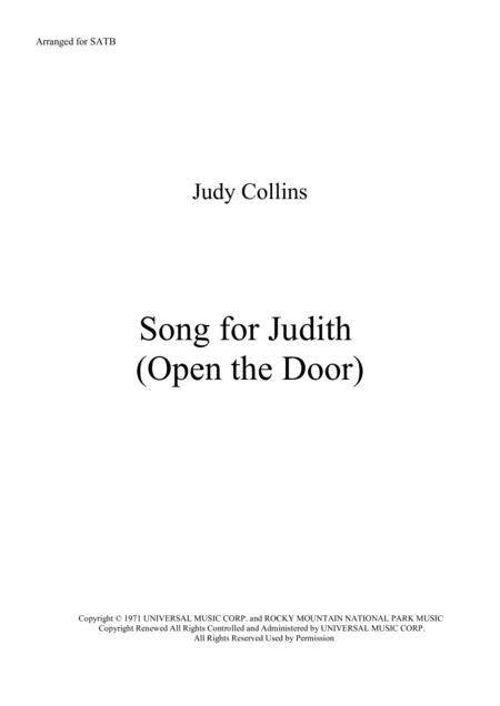 Free Sheet Music Song For Judith Open The Door Arranged For Satb