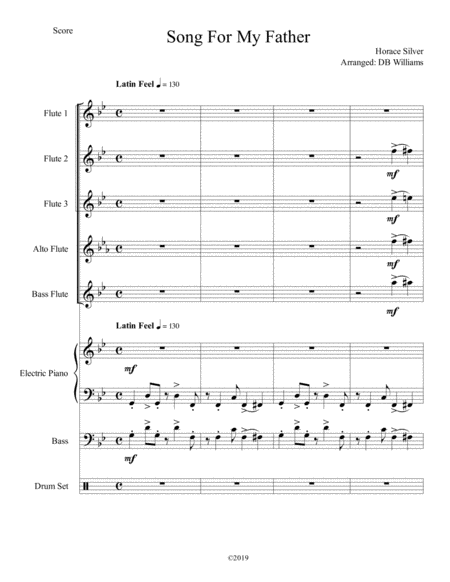 Free Sheet Music Song For My Father Flute Quintet