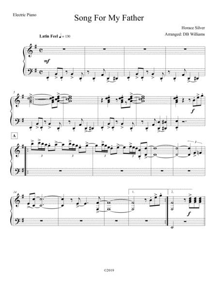 Song For My Father Strings Electric Piano Sheet Music