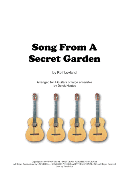 Free Sheet Music Song From A Secret Garden Guitar Quartet Large Ensemble