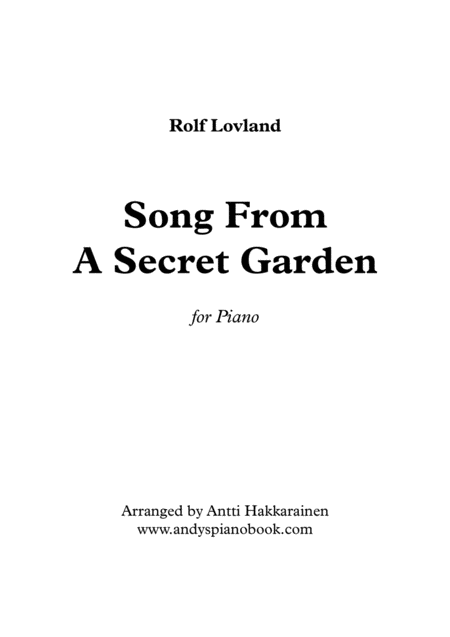 Free Sheet Music Song From A Secret Garden Piano
