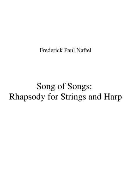 Song Of Songs Rhapsody For Strings And Harp Sheet Music