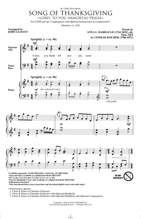 Song Of Thanksgiving Arr John Leavitt Sheet Music