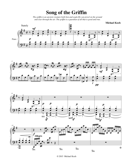 Free Sheet Music Song Of The Griffin