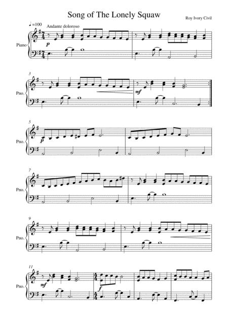 Song Of The Lonely Squaw Sheet Music