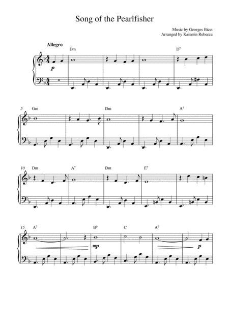 Free Sheet Music Song Of The Pearlfisher