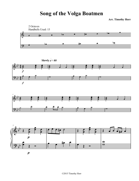 Free Sheet Music Song Of The Volga Boatmen