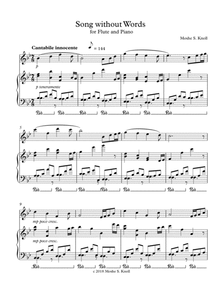 Song Without Words For Flute And Piano Sheet Music