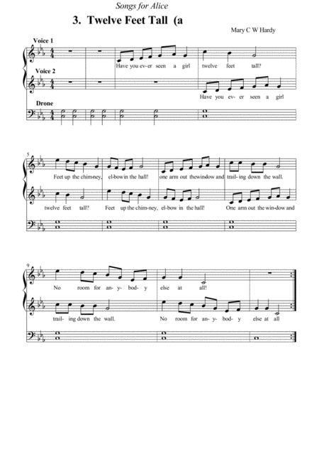 Free Sheet Music Songs For Alice 3 Twelve Feet Tall