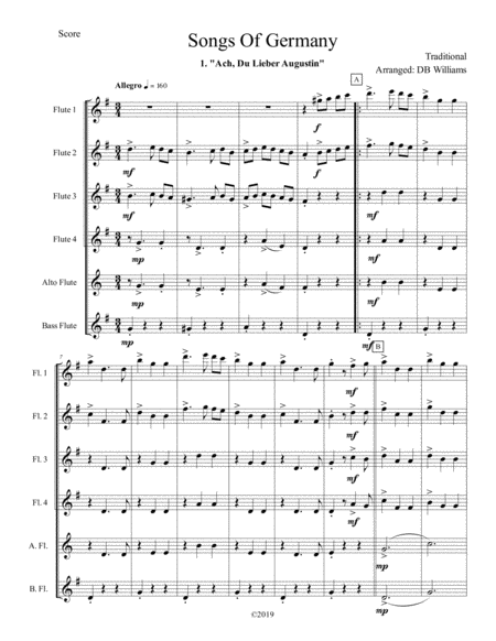 Free Sheet Music Songs Of Germany Flute Choir