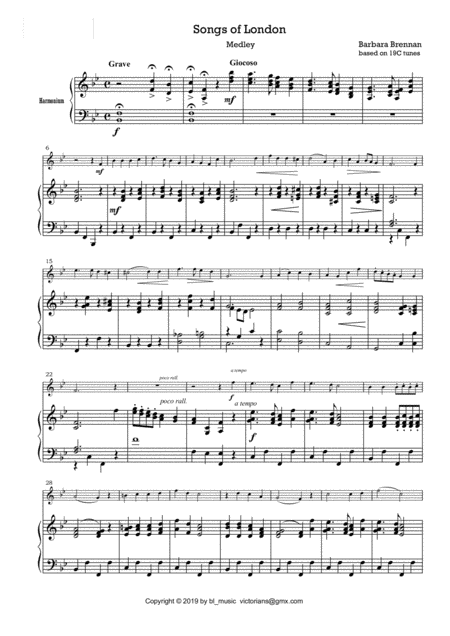 Songs Of London For Recorder In C And Harmonium Keyboard Instruments Sheet Music