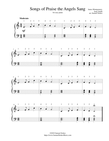 Free Sheet Music Songs Of Praise The Angels Sang For Easy Piano