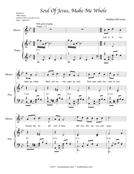 Soul Of Jesus Make Me Whole Sheet Music