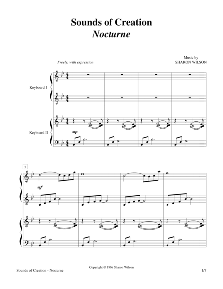 Sounds Of Creation Nocturne Keyboard Duet 2 Pianos 4 Hands Sheet Music