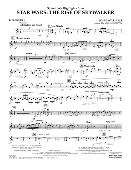 Soundtrack Highlights From Star Wars The Rise Of Skywalker Bb Clarinet 1 Sheet Music