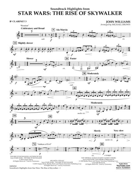 Free Sheet Music Soundtrack Highlights From Star Wars The Rise Of Skywalker Bb Clarinet 3